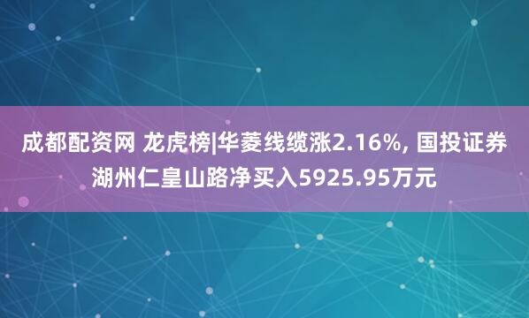 成都配资网 龙虎榜|华菱线缆涨2.16%, 国投证券湖州仁皇山路净买入5925.95万元